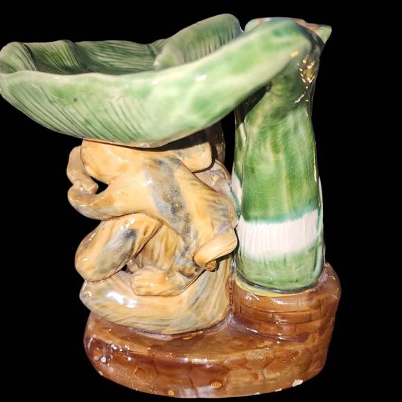 Vintage Majolica monkey and baby banana leaf bowl.  - Picture 5 of 5